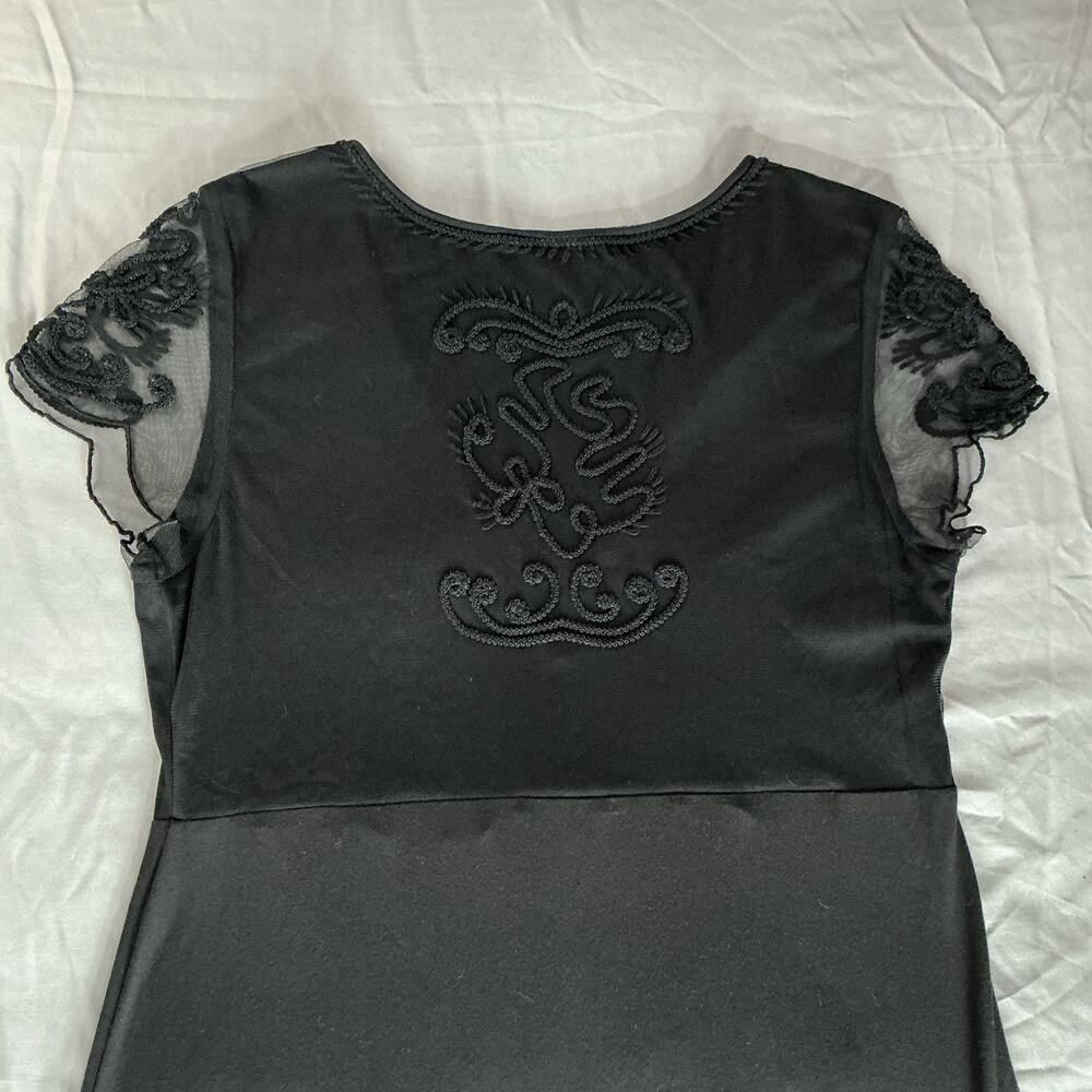 Soft Surroundings Black Dress Raised Embroidery Flutter Lace Sleeves Size Large - Picture 11 of 11